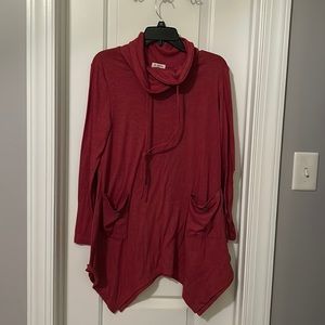 Bulotus brand, burgundy tunic top.